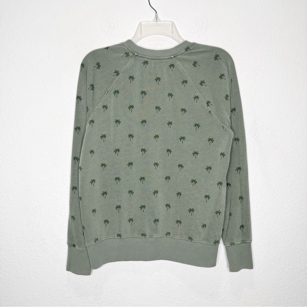 SUNDRY Raglan Pullover Palm Sweatshirt in Eucalyptus Twee Graphic Print 0 - Picture 9 of 14
